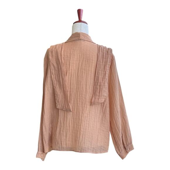 Zara Crinkle Blouse Sheer Romantic Spring Coastal Chic - Picture 9 of 15